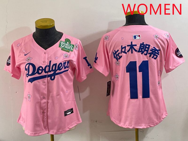 Women Los Angeles Dodgers #11 R.Sasaki Pink Sakura Edition 2025 Nike MLB Jersey style 6